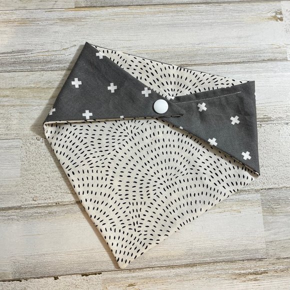 Boho Grey and White Reversible Dog Bandana - Picture 2 of 5